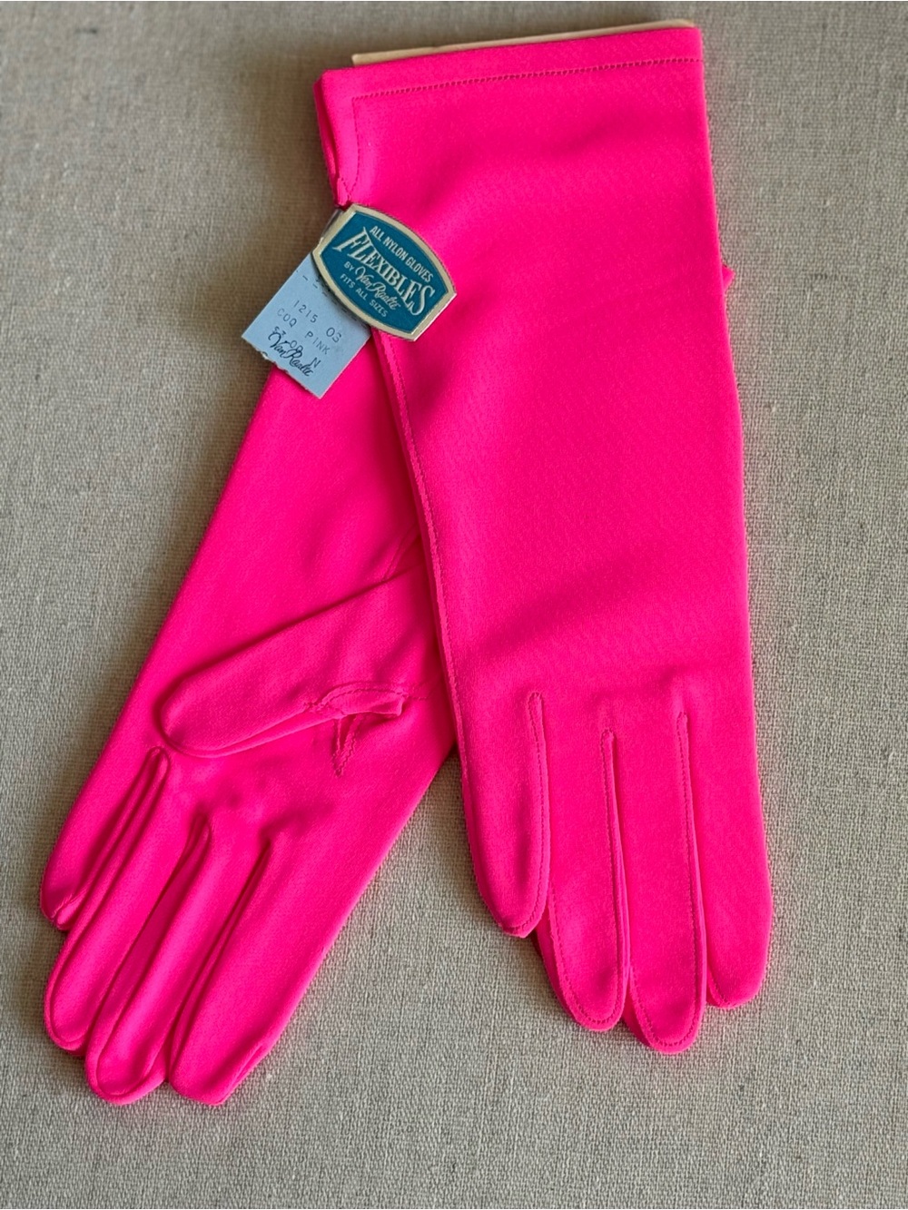 Vtg Van Raalte HOT NEON PINK Nylon Dress Gloves NOS Fits All